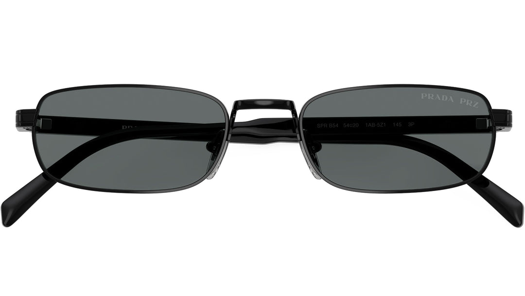 Prada PR sunglasses with black frame and dark gray lenses