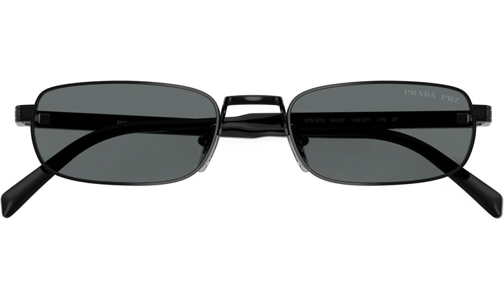 Prada PR sunglasses with black frame and dark gray lenses