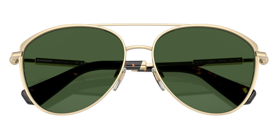 Burberry BE3157 Aviator Sunglasses in Gold