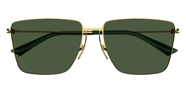 Bottega Veneta BV1267S gold sunglasses, dark green gradient lenses, front view