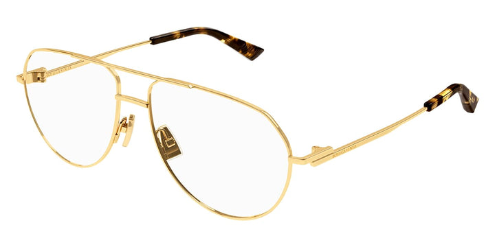 Bottega Veneta BV1302O Gold Metal Pilot Frames