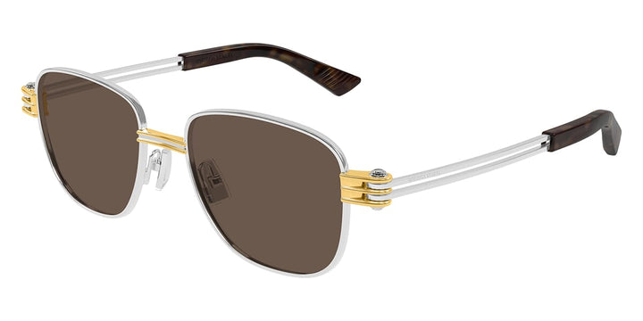 Bottega Veneta BV1012S Gafas de sol estilo aviador minimalistas con lentes rojas