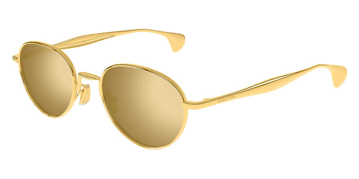 Bottega Veneta BV1396S Round Sunglasses in Gold Mirror