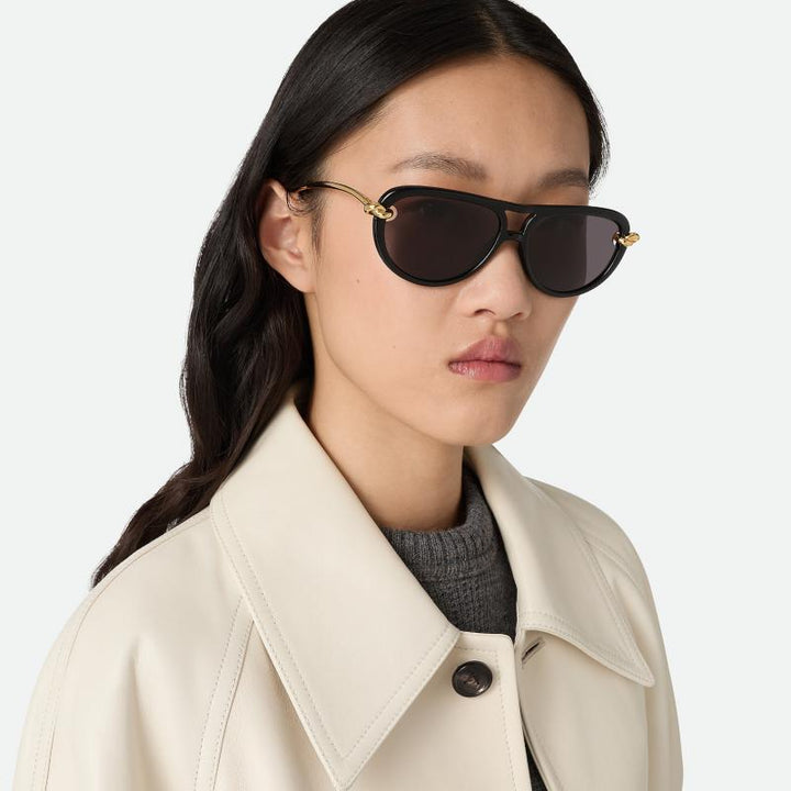 Bottega Veneta BV1418S Aviator Sunglasses in Black