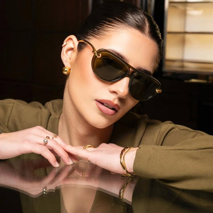 Bottega Veneta BV1418S Aviator Sunglasses in Green