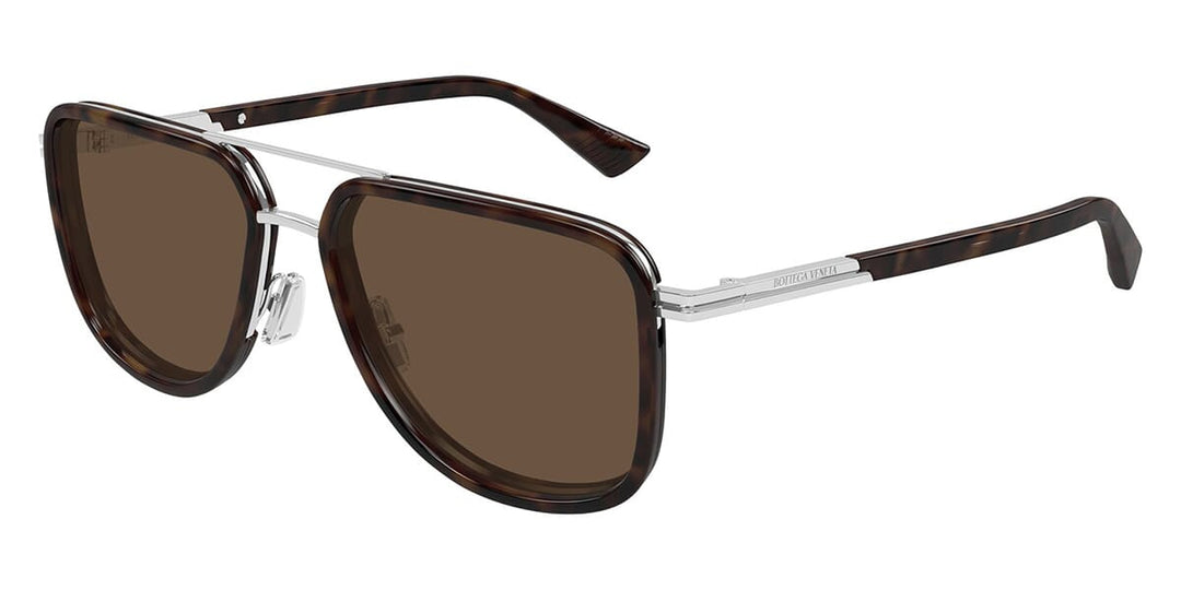 Bottega Veneta BV1463S Squared Aviator Sunglasses in Brown