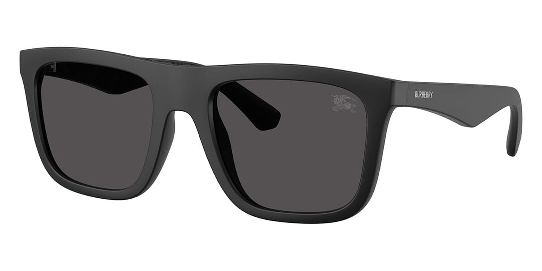Burberry BE4458-U black square sunglasses with dark lenses and side logo