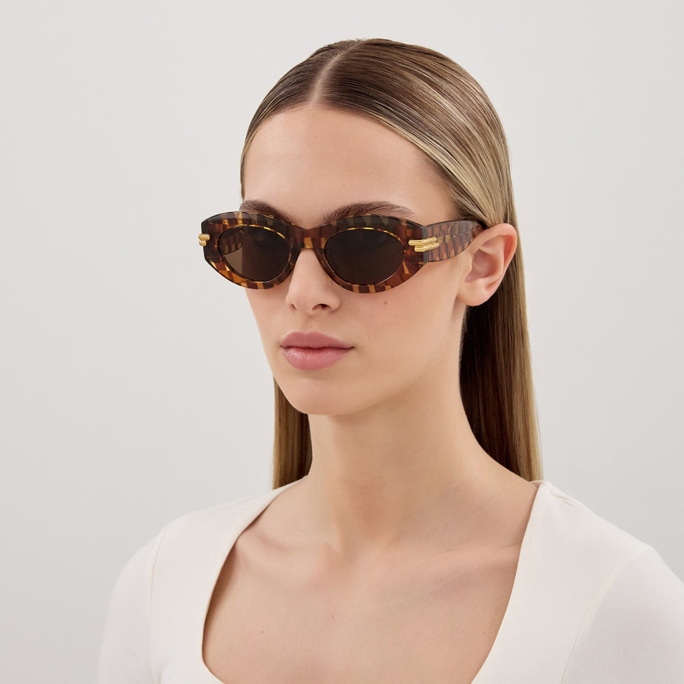 Bottega Veneta BV1322S Sunglasses in Braided Brown
