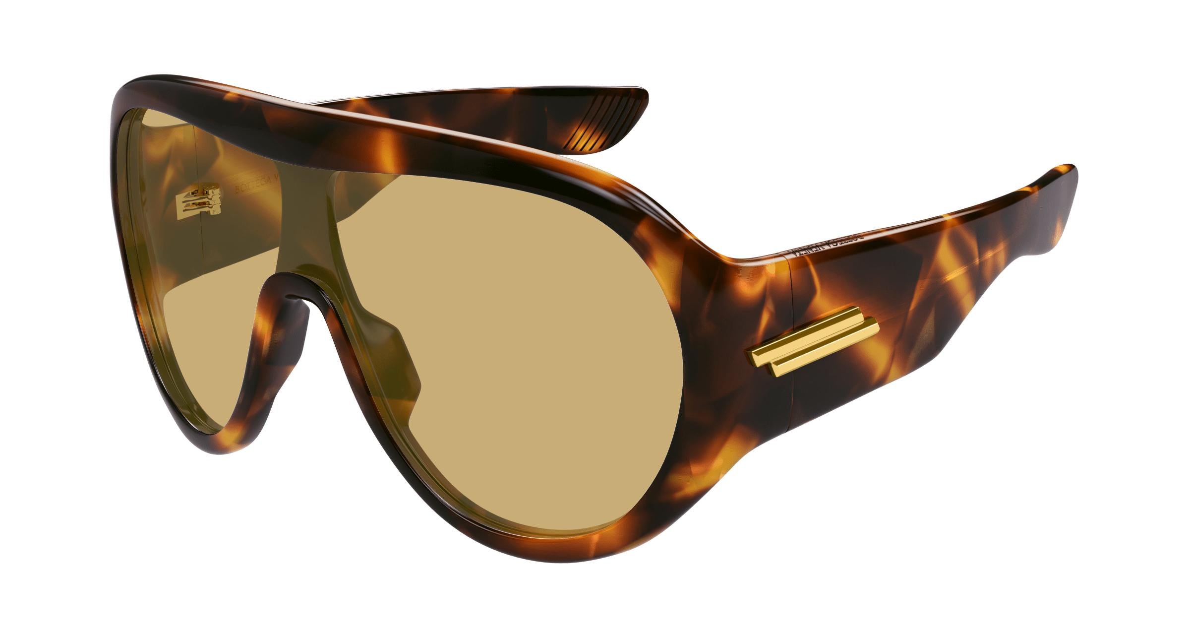 Bottega Veneta BV1345S Oversized Mask Sunglasses in Havana