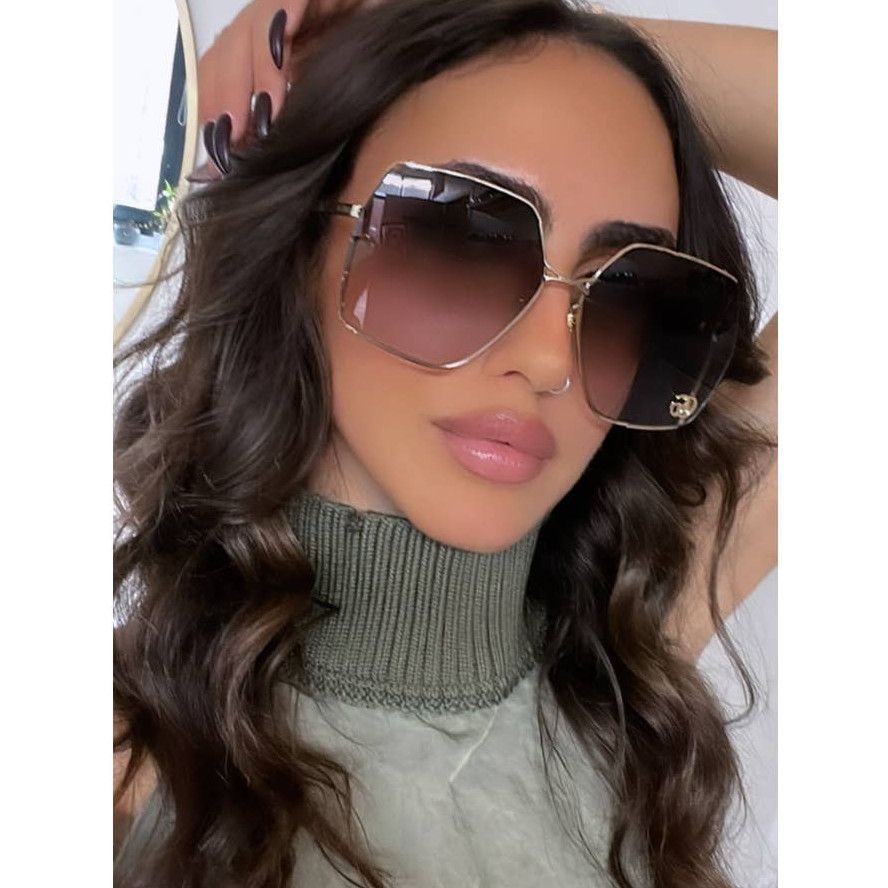 Gucci GG0817S Oversized Marmont Sunglasses in Grey Lens