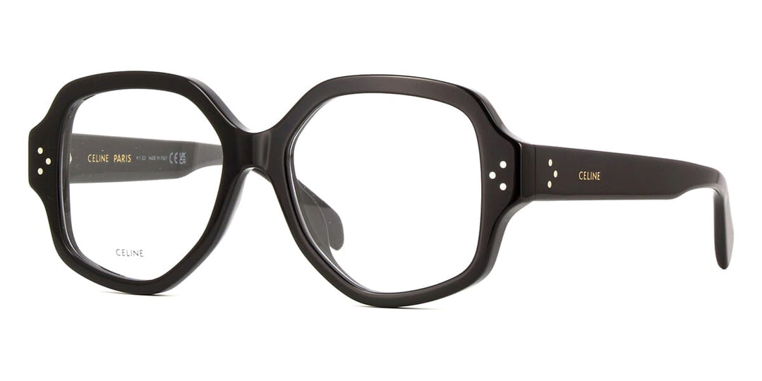 Celine black full-rim eyeglasses with rounded-square frames and temples.
