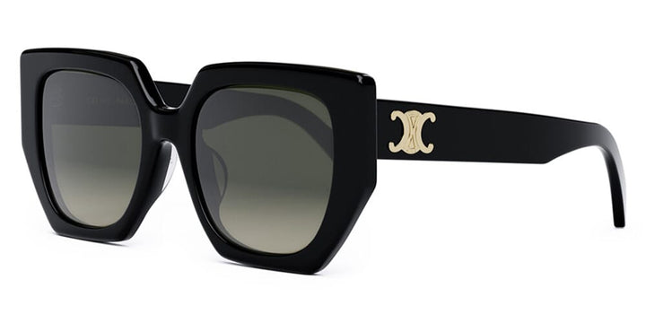 Celine black squared cat-eye sunglasses with gold Triomphe logo on temple