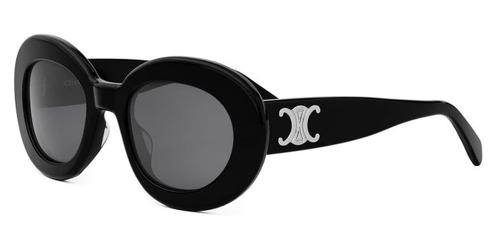 Celine CL40312U Black Silver Triomphe Round Sunglasses