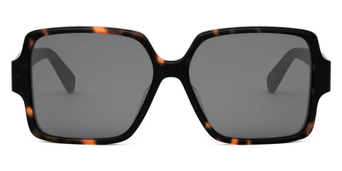 Celine square sunglasses with Havana Brown frames and dark gray lenses, straight front