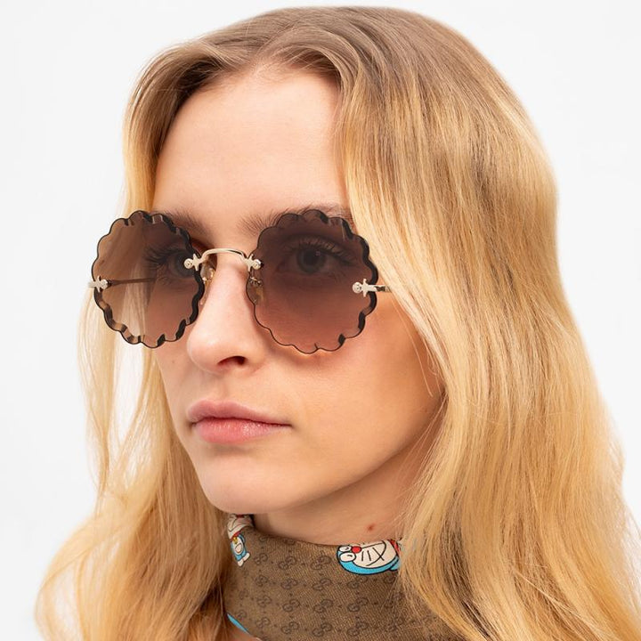 Chloe CH0047S Rosie Scalloped Sunglasses in Gradient Brown