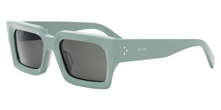 Celine square sunglasses in transparent green with dark gray lenses