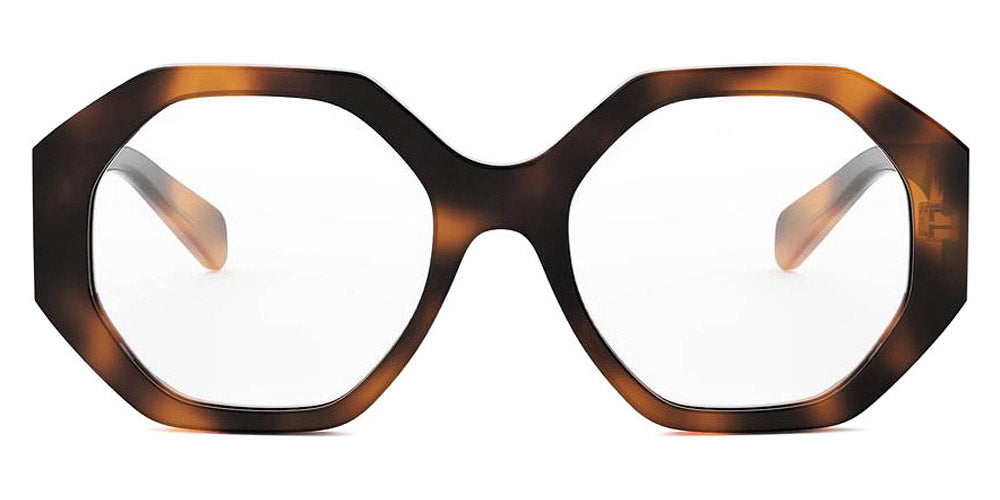 Celine CL50161F Triomphe Angled Eyeglasses Frames in Havana Brown