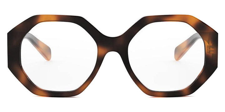 Celine CL50161F Triomphe Angled Eyeglasses Frames in Havana Brown