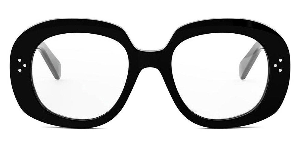 Front view oversized black eyeglasses frames with decorative dotted sides