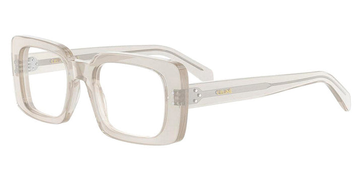 Celine rectangular eyeglass frames, translucent clear with gold-tone metal hinges
