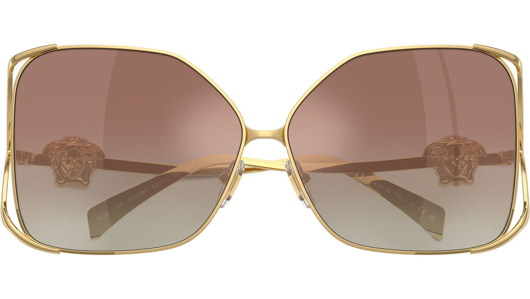 Versace VE2288 Square Metal Sunglasses in Gold Brown