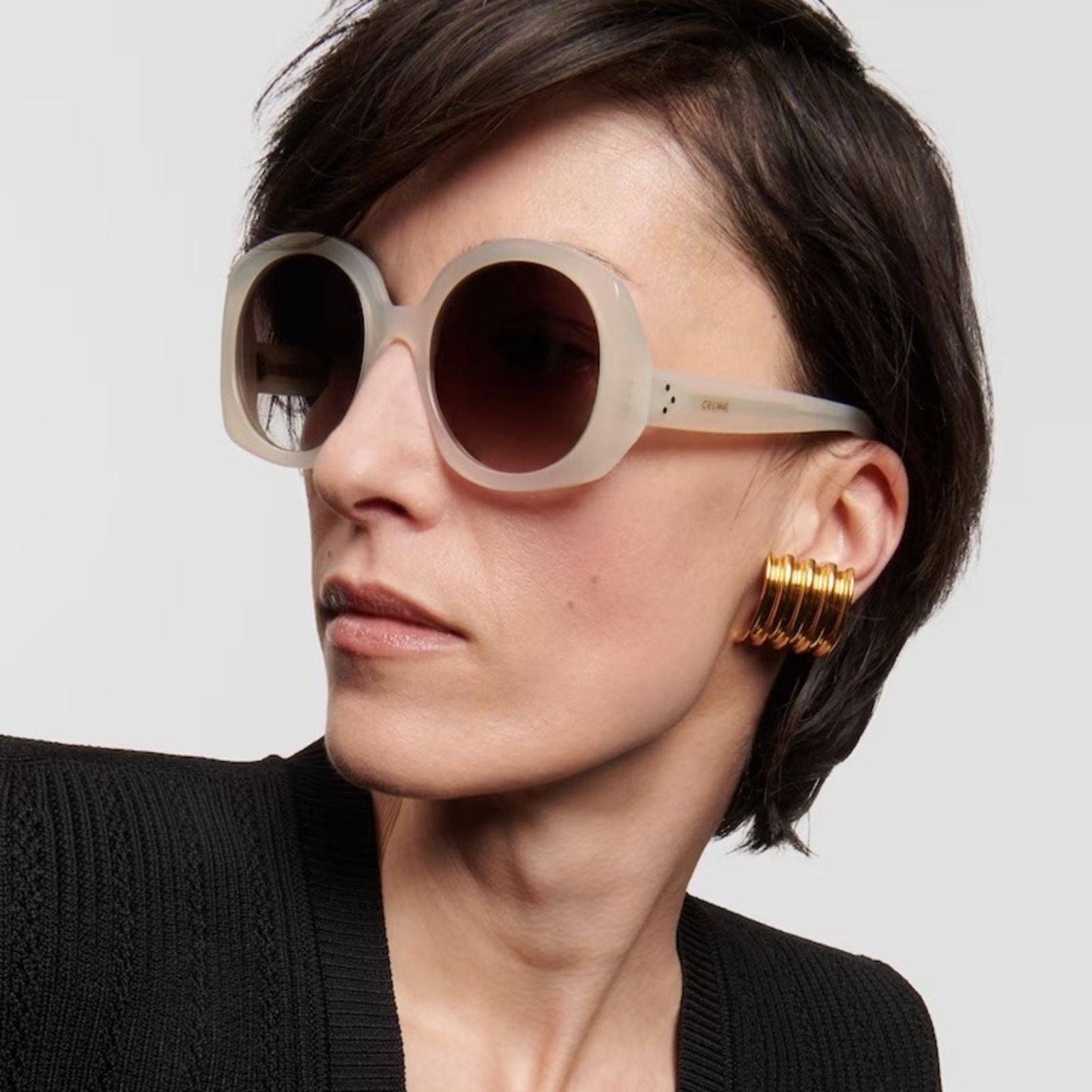 Celine CL40242I Milky White Round Sunglasses – Designer Daydream