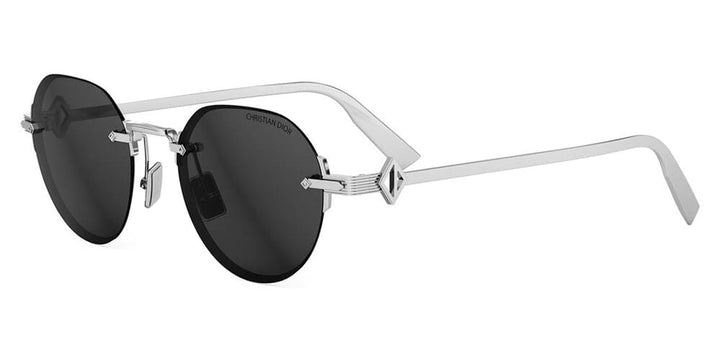 Dior CD Diamond R5U Rimless Round Sunglasses in Silver