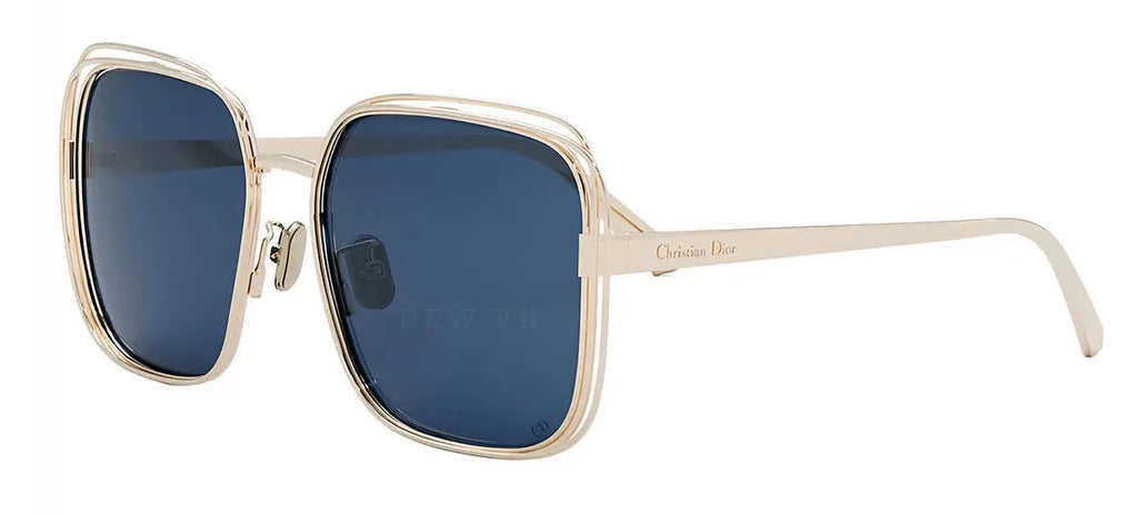 Dior FILDIOR S1U B0B0 Sunglasses Gold Square Frame, Blue Lenses Dior FILDIOR S1U B0B0 Sunglasses Gold Square Frame, Blue Lenses main image 2
