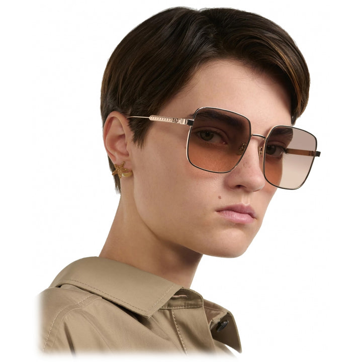 Dior Cannage S1U Square Sunglasses in Rose Gold Mirrored