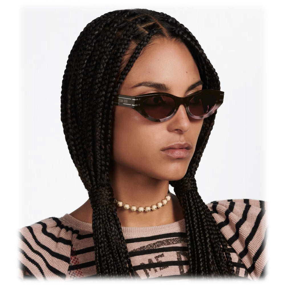 Dior Signature B5I Cat Eye Sunglasses in Dark Havana