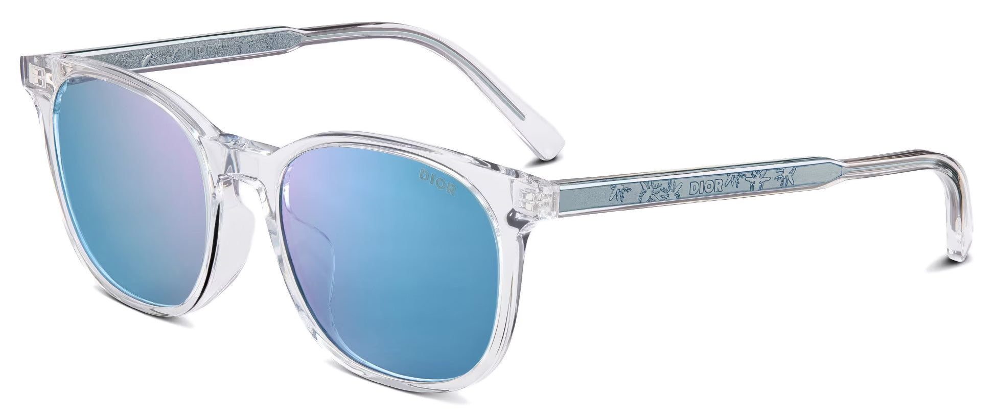 Dior Indior S1I Square Sunglasses in Clear Blue Mirror – Designer