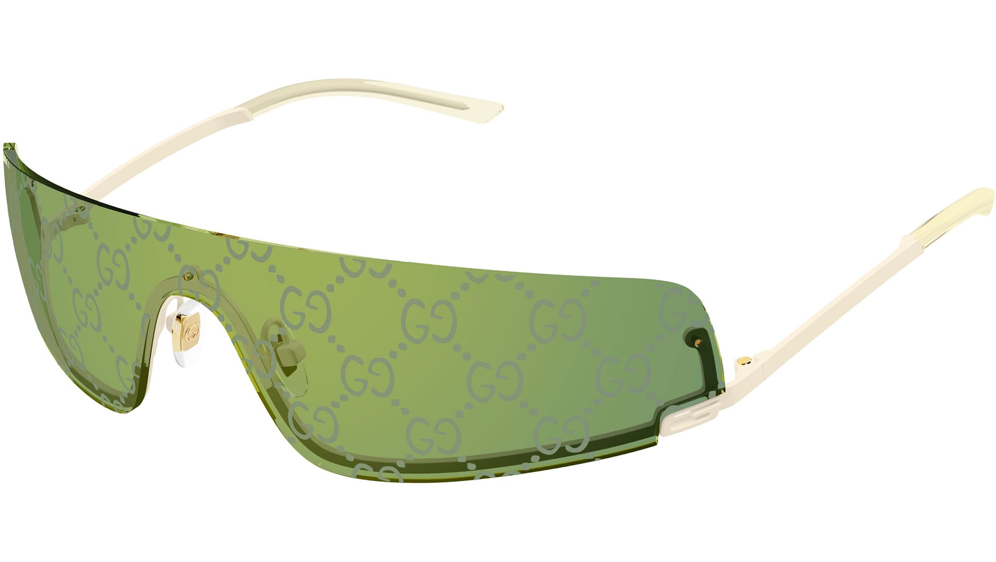 小物 GUCCI Sunglasses l Logo Clear Green Gucci GG1561S Shield Sunglasses in Green Monogram Logo – Designer