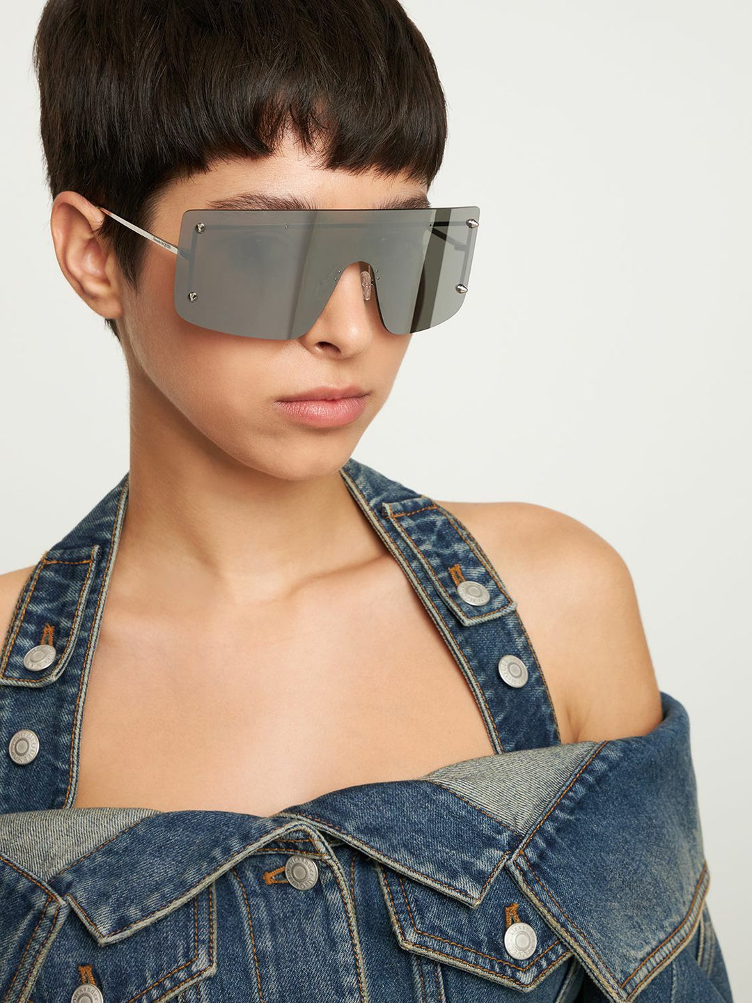 Alexander McQueen AM0412S Oversized Shield Sunglasses
