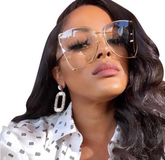 Gucci clear-lens metal sunglasses with oversized square frames, gold-tone finish