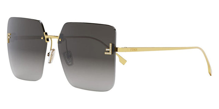 Fendi rimless gradient grey sunglasses with gold frames and dark tinted square lenses