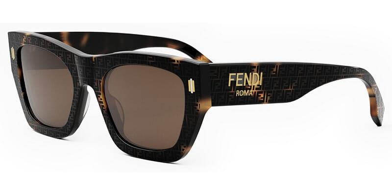 Fendi Roma FF-logo print sunglasses with dark frame and brown lenses