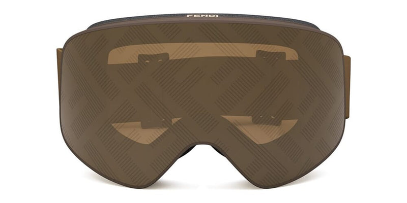 Fendi bronze mirror ski goggles with logo lens, front view