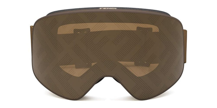 Fendi bronze mirror ski goggles with logo lens, front view