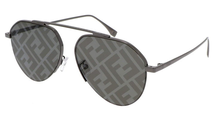 Grey monogram aviator sunglasses with mirrored lenses, metal frame and slim arms