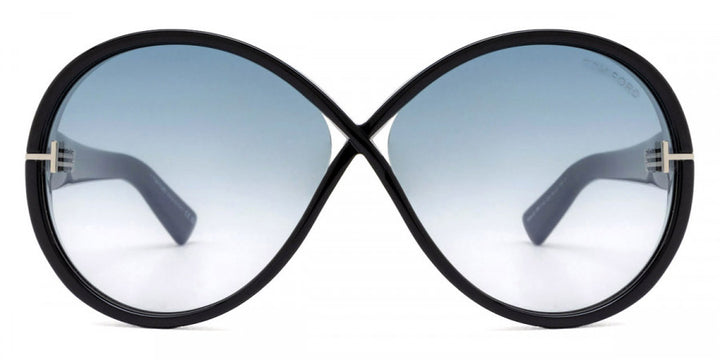 Oversized round sunglasses with black frames and mirrored tinted lenses, front view