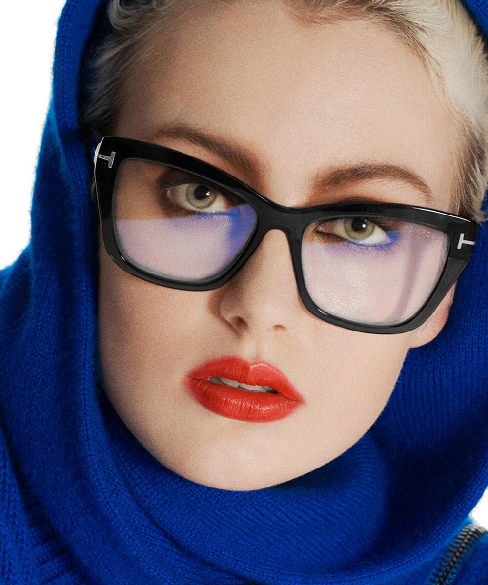 Tom Ford FT5826-B Havana Brown Cat Eye Bluelight Frames