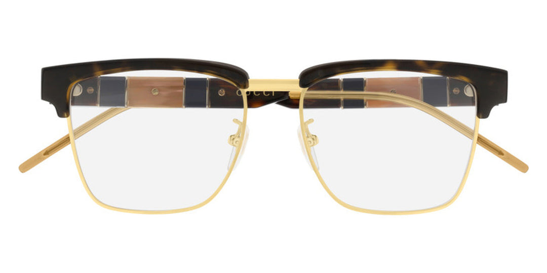 Monturas de anteojos con corte cuadrado extragrande en oro negro Gucci GG0592O