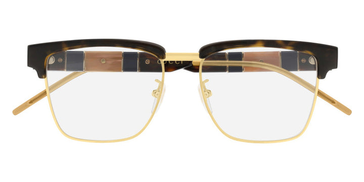 Monturas de anteojos con corte cuadrado extragrande en oro negro Gucci GG0592O