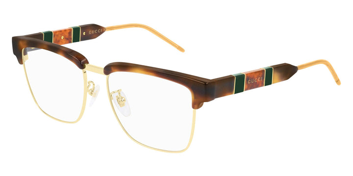Monturas de anteojos con corte cuadrado extragrande en oro negro Gucci GG0592O