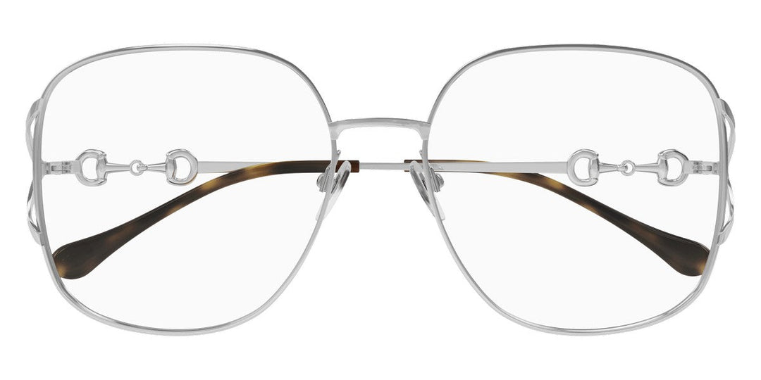 Gucci GG1019O Silver Oversized Horsebit Eyeglasses Frames
