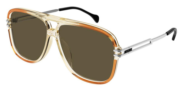 Gucci GG1105S Gafas de sol de aviador cuadradas en oro amarillo 