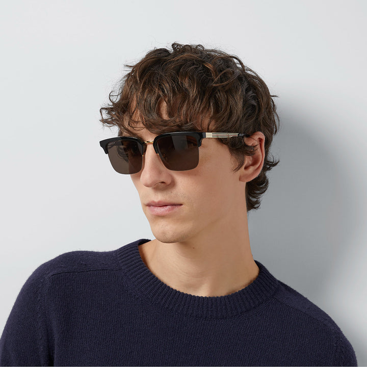 Gucci GG1221S Gafas de sol sin montura con monograma marrón