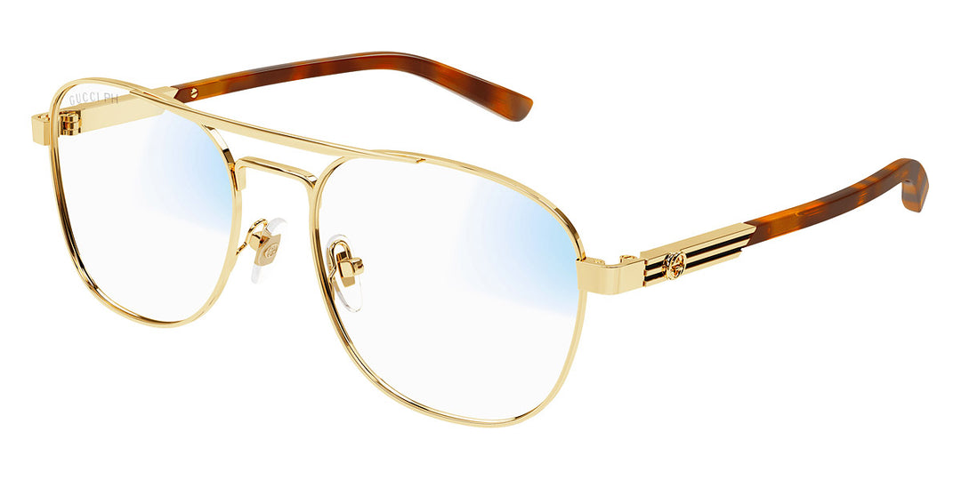 Gucci gold metal pilot sunglasses with photochromic lenses