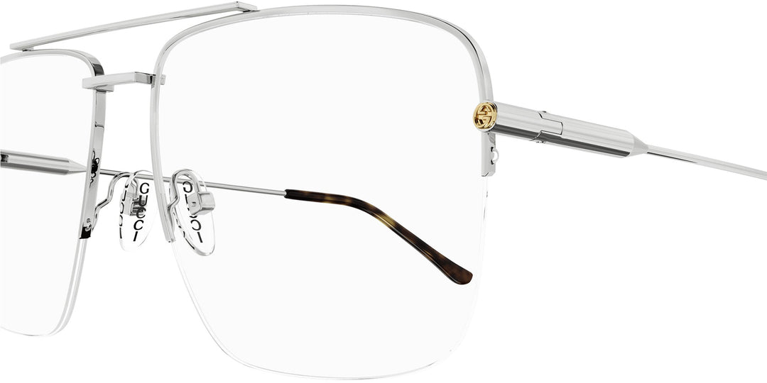 Gucci GG1415O Half Rim Pilot Frames in Silver
