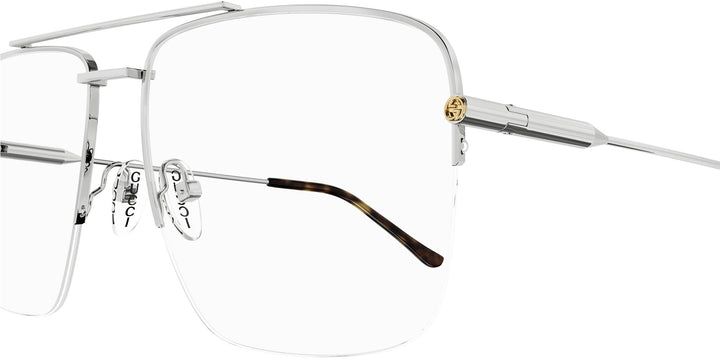 Gucci GG1415O Half Rim Pilot Frames in Silver